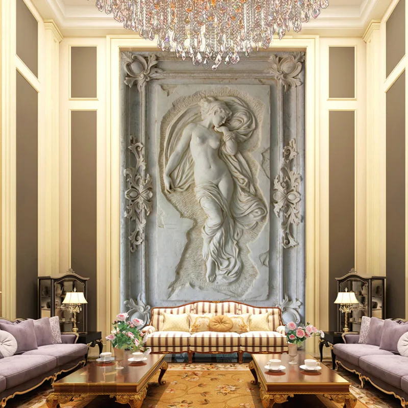 Пользовательские фото обои европейский стиль фигура статуя 3D тисненая Фреска Отель гостиная фон настенная бумага 3D домашний декор