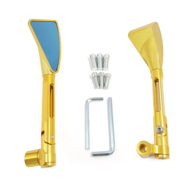 New CNC Motorcycle Rearview Side Mirrors Smoked Blue Glass Rear View Mirrors Street Sports Dirt  Scooter Bike Chopper Cruiser (7)