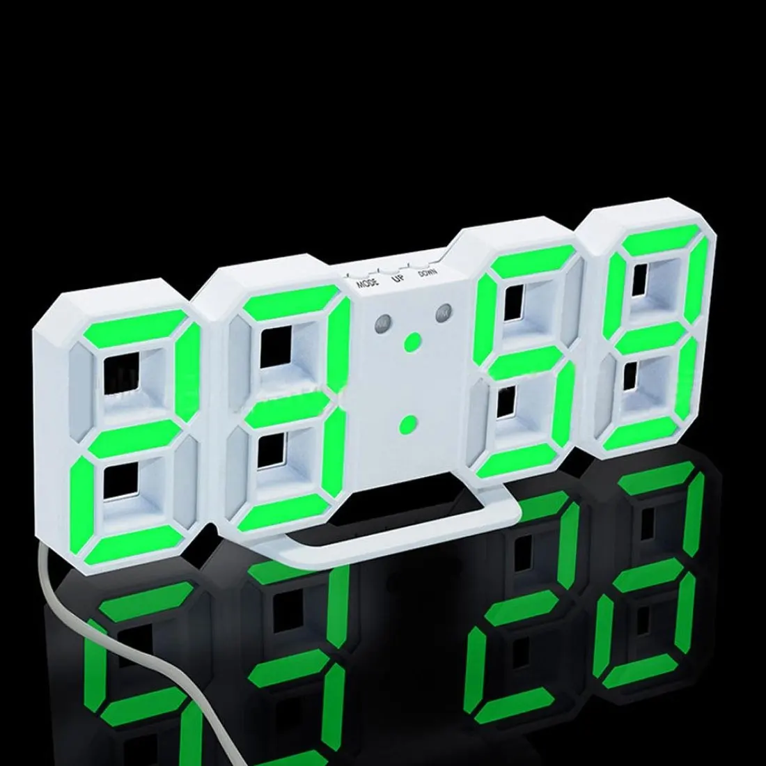 СВЕТОДИОДНЫЙ цифровой настольные часы 24 или 12 часов, механизм отображения будильника, настольные часы, современные настенные часы - Цвет: White and Green