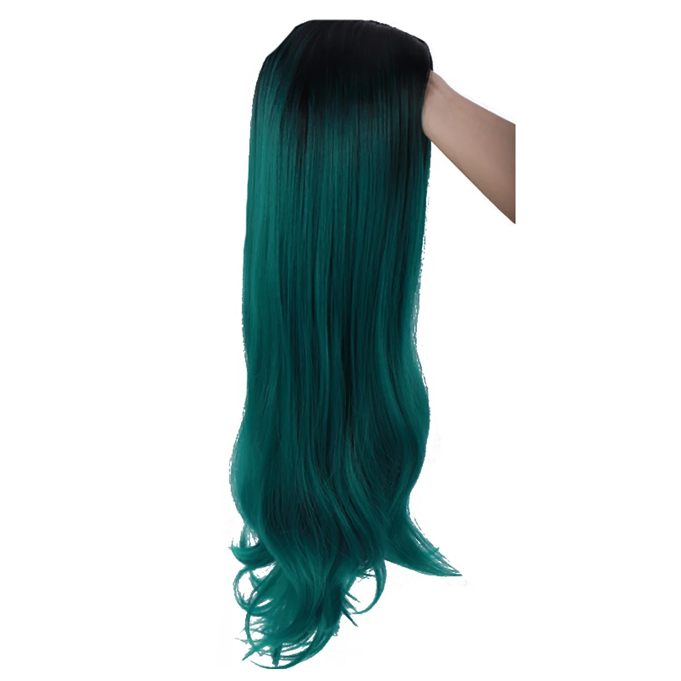 Allaosify зеленые прямые Длинные Синтетические парики для женщин зеленые парики для черных женщин Overwatch Косплей принадлежности для париков