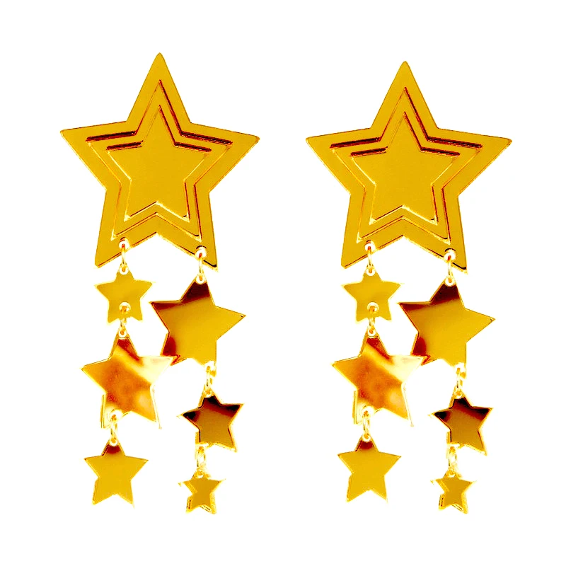 

Hot Fashion Golden Stars Acrylic Drop Earrings Fashion Star Tassel Gold Color Punk Cool Dangle Earrings for Women Hiphop Jewelry