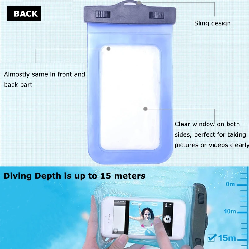 Waterproof Underwater Pouch Dry Bag Case Cover For iPhone Cell Phone Touchscreen smartphone colorful River Tracing bags 5