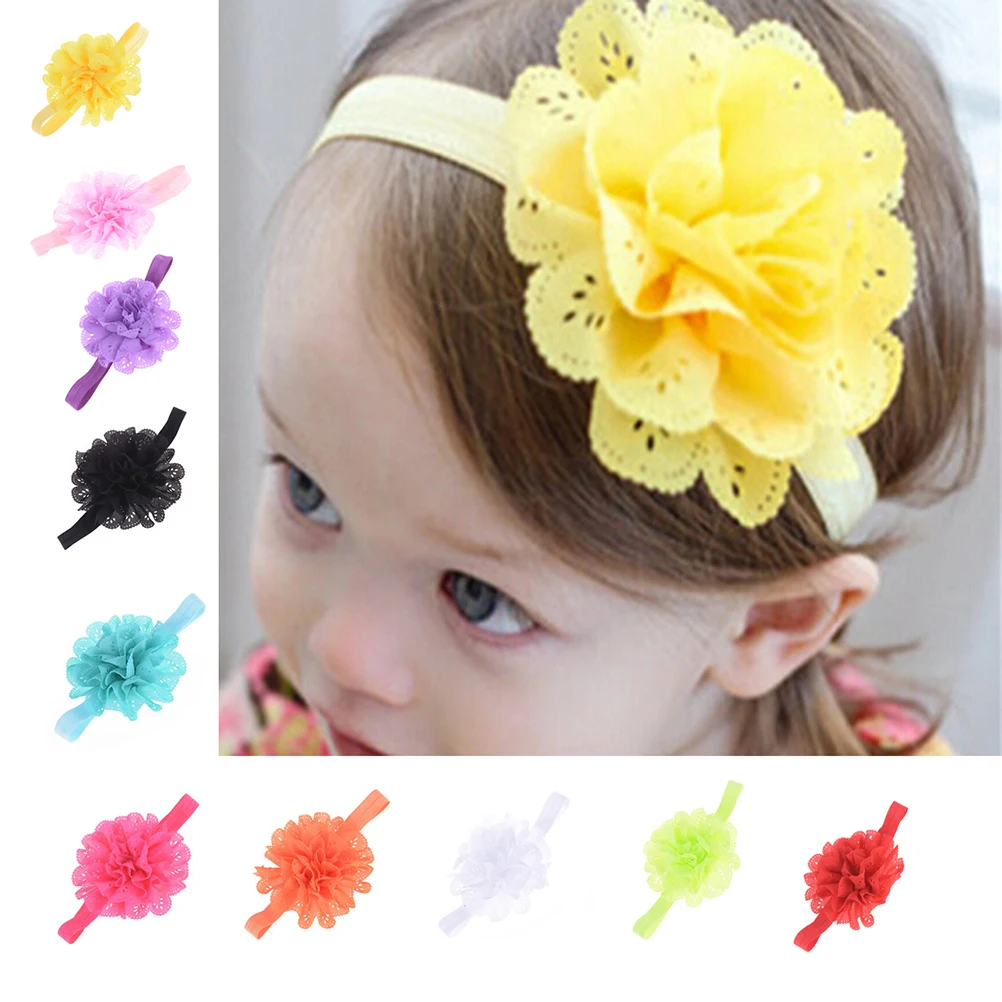 10pcs/lot Baby girls floral headbands Elastic chiffon flower hair bands