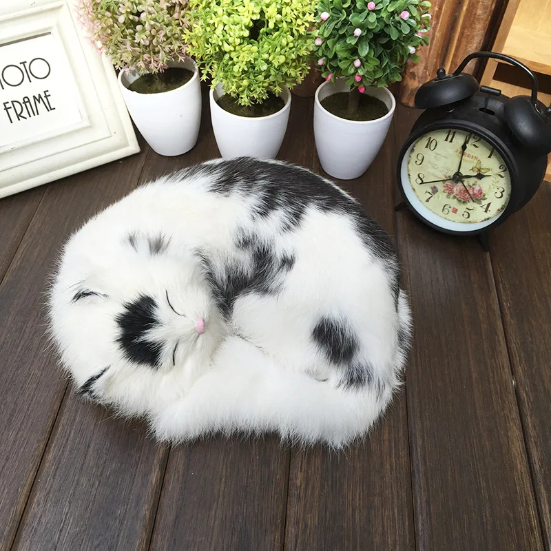 

children plush toys lifelike sleeping animals cat dolls realistic simulation kitten models creative home decoration kids gifts