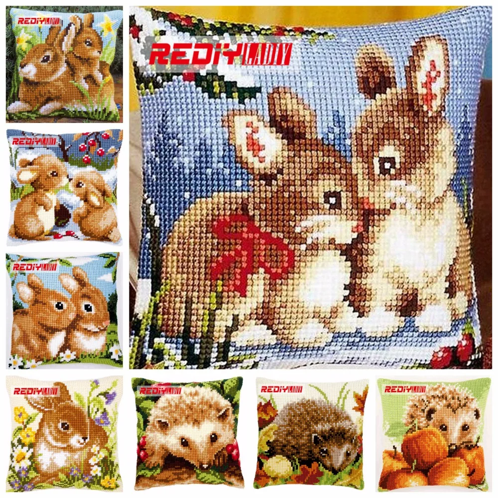 

LADIY Cross Stitch Pillow Cover ANIMALS Cushions for Sofas SUNSET Decorative Pillow Case DMC Counted Cross-Stitch