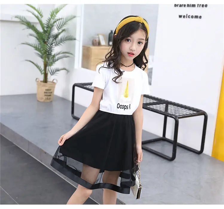 3-12 y kids girl summer dress 2019 black mesh princess dresses teenager girls dress 10 to 12 years old child clothes On Sales (7)