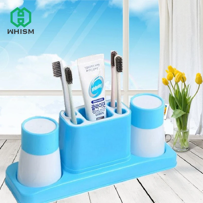 Plastic Toothbrush Toothpaste Holder Cup Holder with Two Water Cup