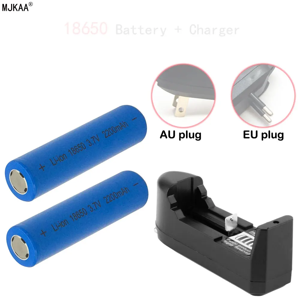 

MJKAA 18650 3.7V 2200mAH Rechargeable Lithium Ion Battery + 1pcs Single Cell Battery Charger Electronic Gadgets