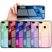 Умный чехол для Huawei P с градиентом, чехол из закаленного стекла для Huawei P Smart P, 2018 дюйма, зеркальная фотография, 5,65 дюйма, защитный чехол