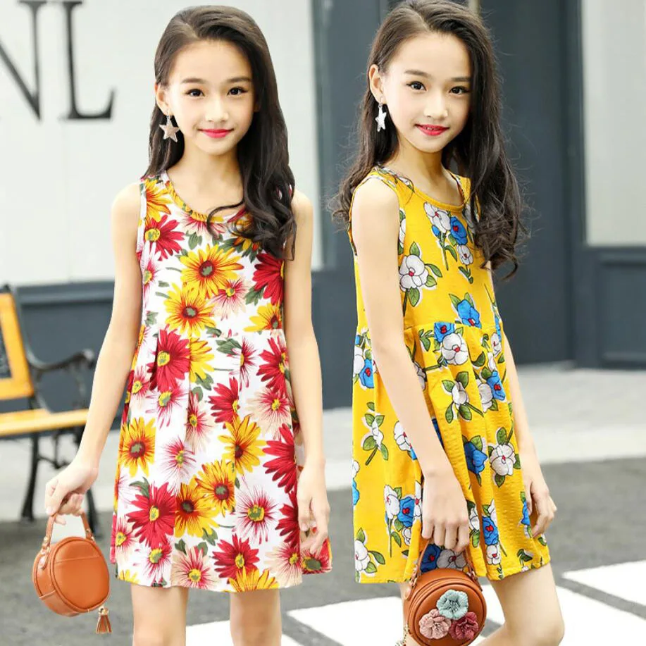 

Girls summer clothes 2-13T baby girls cute dress kids flower party deresses children princess animal flowers knee-length dress