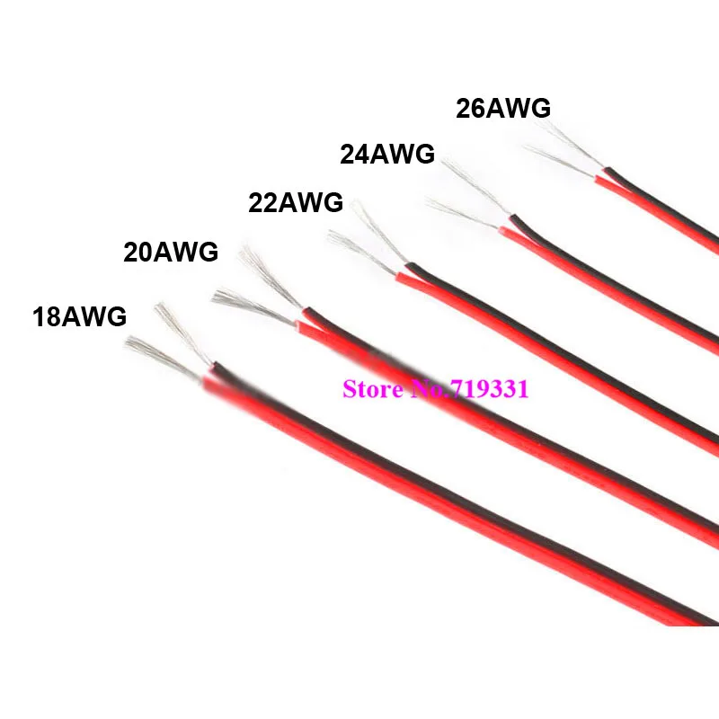10 метров 18/20/22/24/26 Калибр AWG электрические провода Луженая Медь ПВХ изоляцией расширение для светодиодов ленточный кабель красные, черные провода
