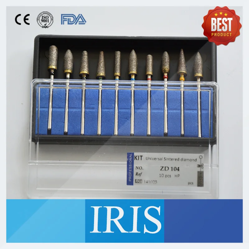 New 10 Pieces/ kit Dental Universal Sintered Diamond Polisher Kits Burs