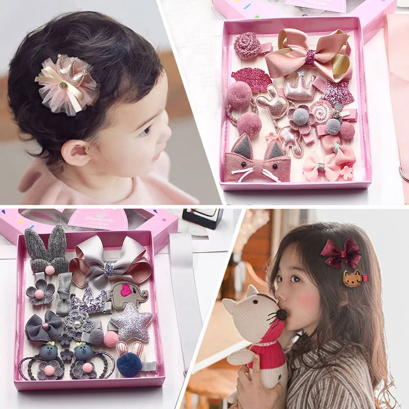 

18Pcs/set Kids Children Accessories Hairpins Barrettes Baby Girl Hair Clips Lovely Bows Crown Star Baby Headband Headwear Gift