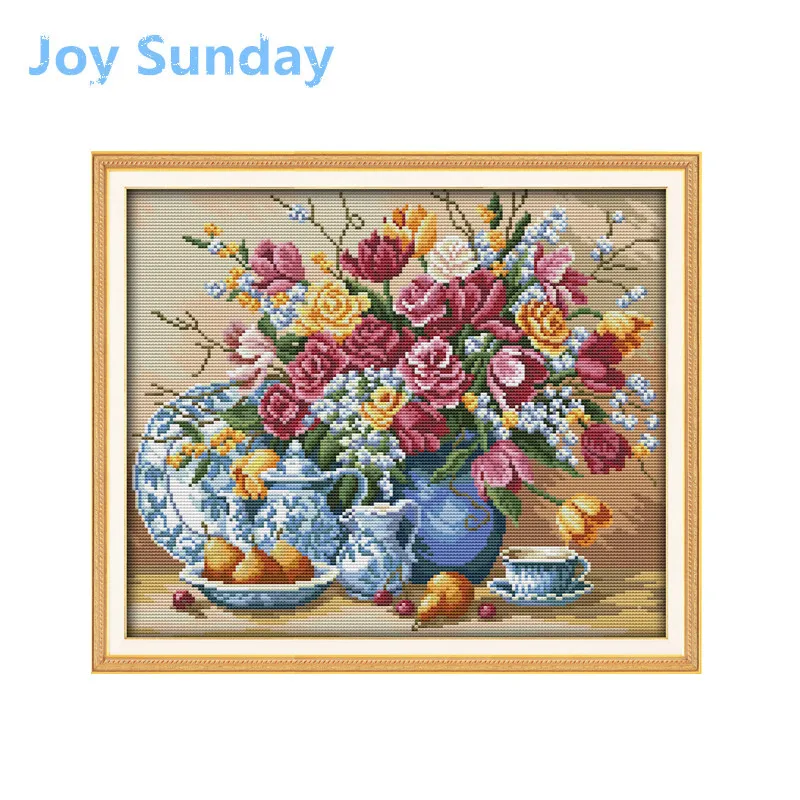 

Fruit Plate and Vase Counted Cross Stitch 11 14CT Cross Stitch Flowers Needlework Embroidery Kit Printed Canvas Home Wall Decor