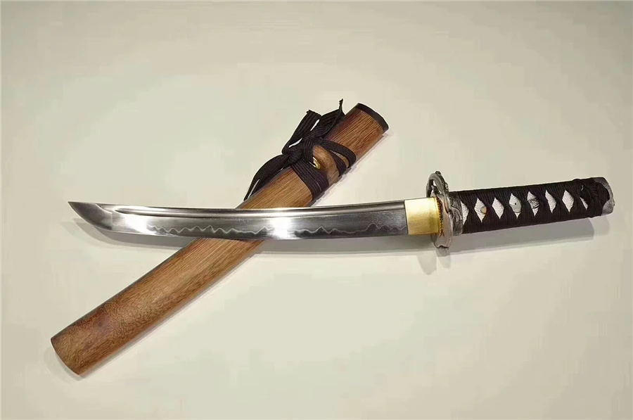 Японские мечи вакидзаси меч самурая короткий нож ГЛИНА ЗАКАЛЕННОЕ T10 сталь Супер острый