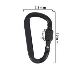 Aluminum Alloy Carabiner Snap Hook - Black D - Ring Keychain Clip for Camping & Outdoor Travel (Black YaBian SuoKou)