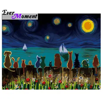 

Ever Moment Full Square Drill Diamond Painting Cats Dog Animal Home Decoration Diamond Embroidery Picture Mosaic Handmade S2F014