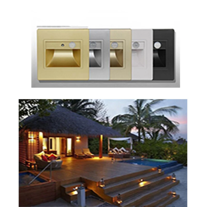 

1pcs/5pcs/10pcs Indoor PIR Motion Sensor Led Stair Light Infrared Human Body Induction Wall Lamp Recessed Step Ladder Wall Light