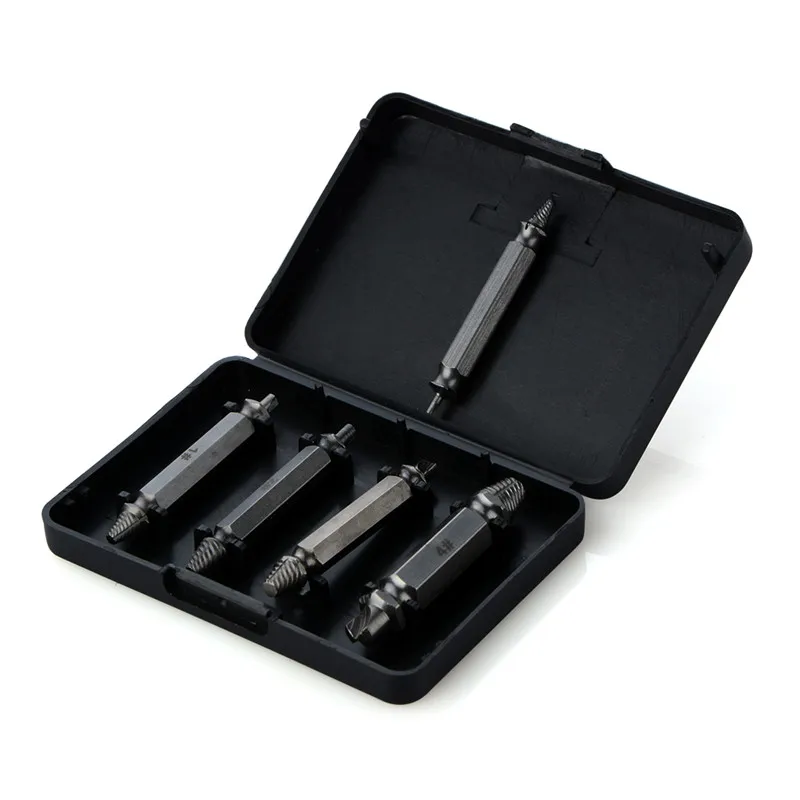 5Pcs/Set Screw Extractor Drill Bits Guide Set Removal Broken Damaged Bolts Easy Out Double Side