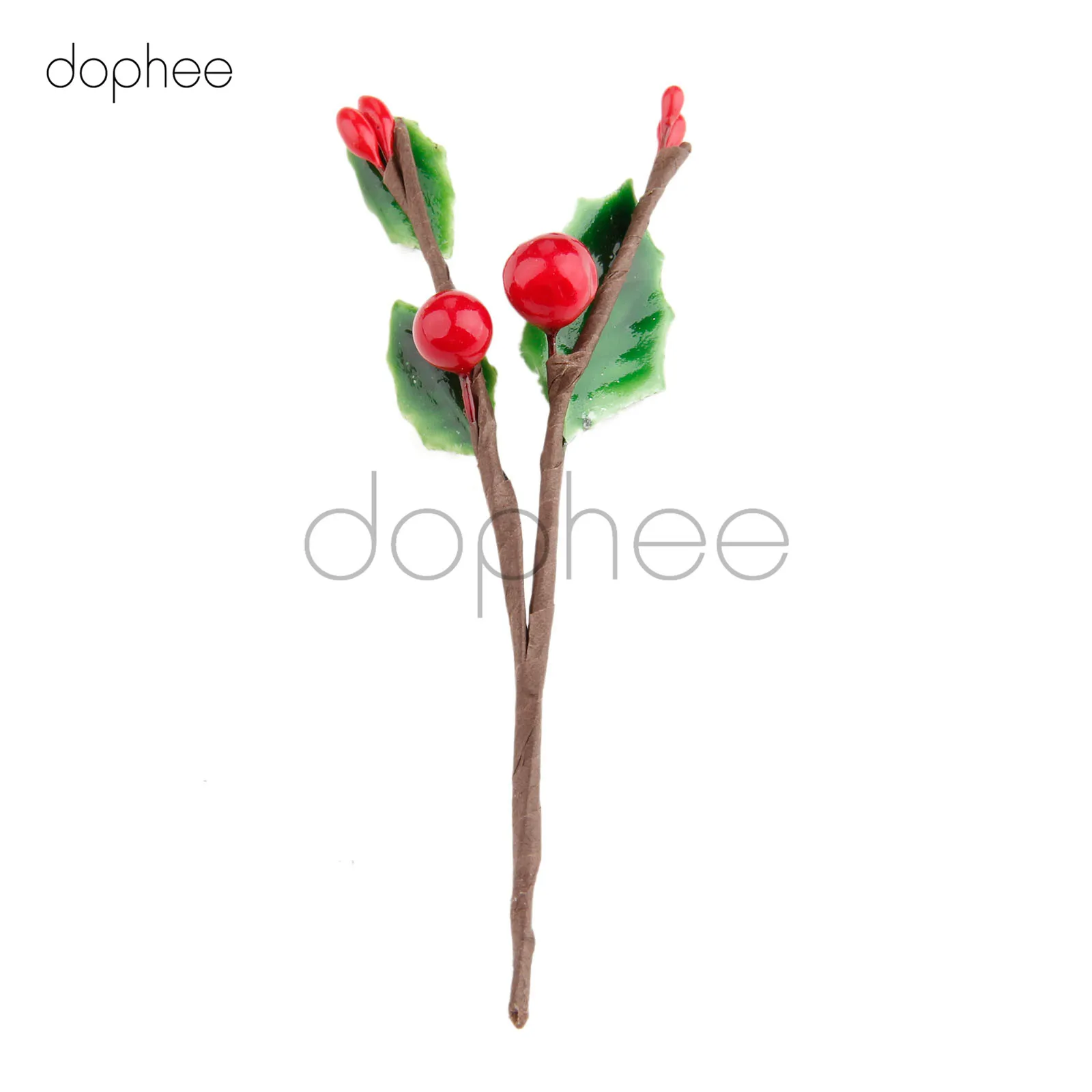 Dophee 10 шт Искусственные листья+ Берри ветви 10 см Рождество Свадьба День Рождения вечерние украшения сада 2 ягоды+ 3 листья