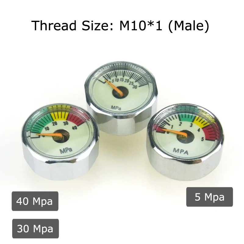 Пейнтбольный Воздушный пистолет страйкбол PCP Мини манометр 40MPa/30MPa/5MPa Air Acessorios со светящейся ночной резьбой M10* 1