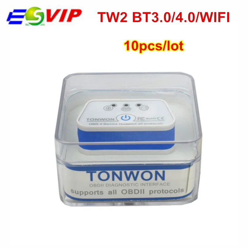 10 шт. Tonwon OBD2 код сканер TW2 BT 3,0/4,0/Wi-Fi obd автомобиля программное средство диагностики сканер проверить автомобиль диагностический прибор для