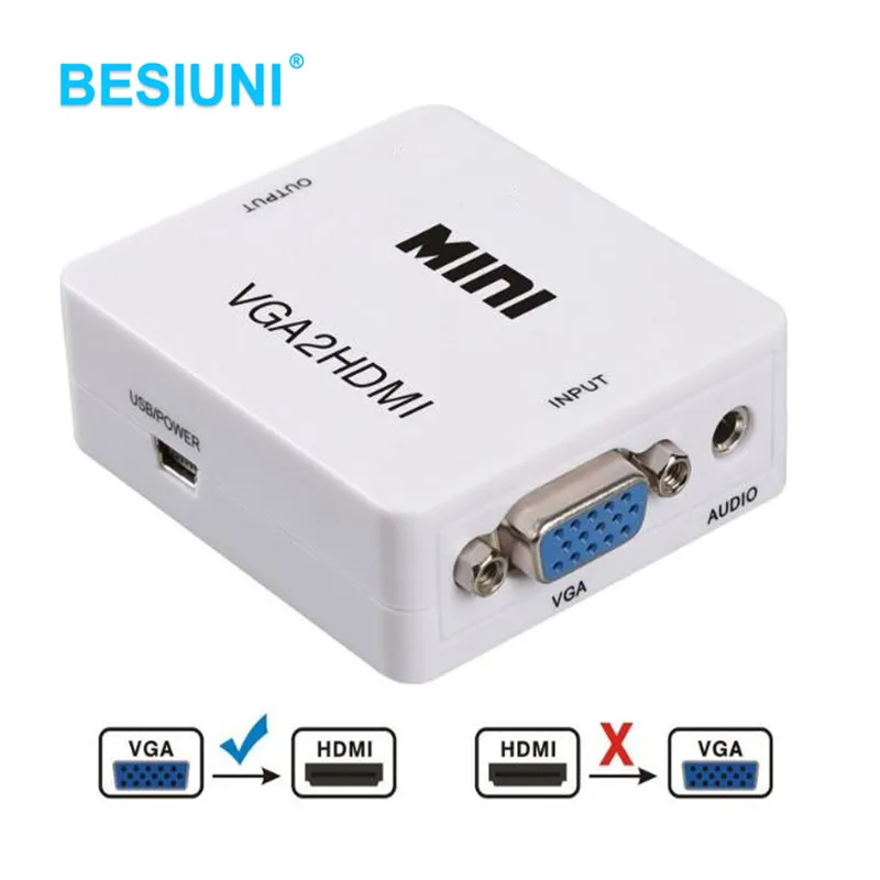 

Full 1080P Mini VGA to HDMI Converter With Audio VGA2HDMI 1080P Adapter Connector For Projector PC Laptop to HDTV