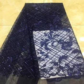 

Lace Nigerian Fabrics Navy Blue White Embroidery Lace New African Lace Fabric Of 2018 French Lace Fabric For Wedding Dresses