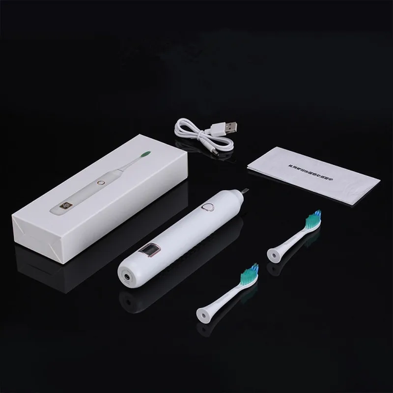 Escova de Dentes Cabeça da Escova Adulto Sonic Elétrica Display Dupont Acústica 3 Modo Limpo Led 1 Adulto sonic escova de dentes elétrica led