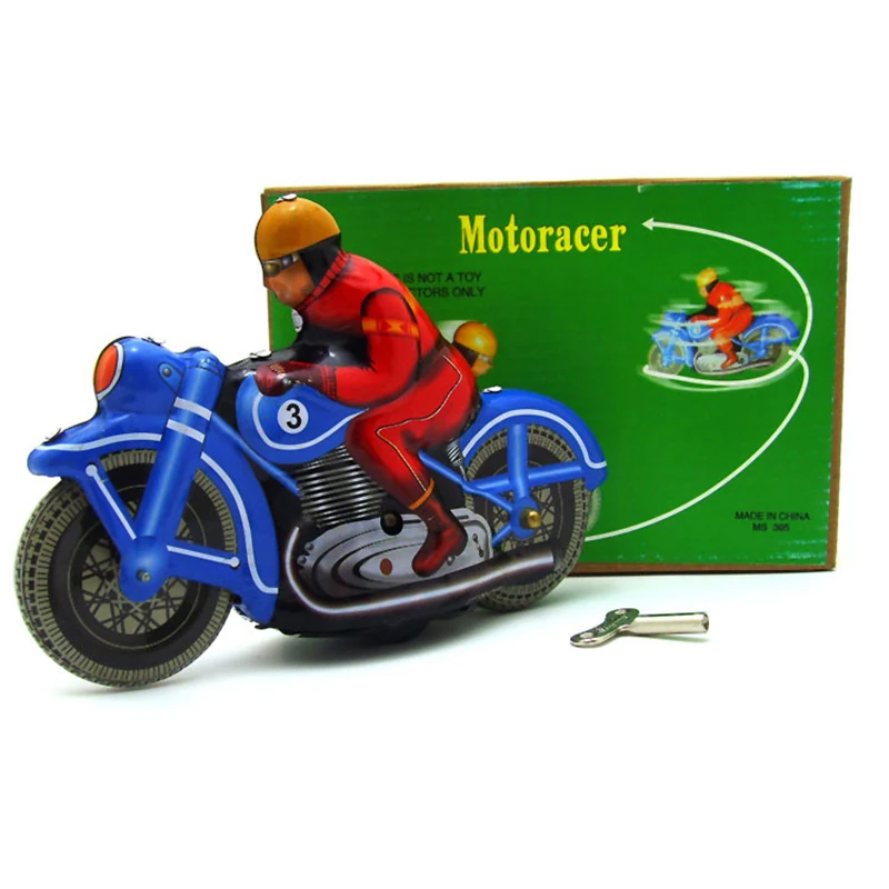 Детская Винтаж Олово игрушка воспоминание металлический мотоцикл ветер игрушка воспоминания детства Заводной Игрушечные лошадки для