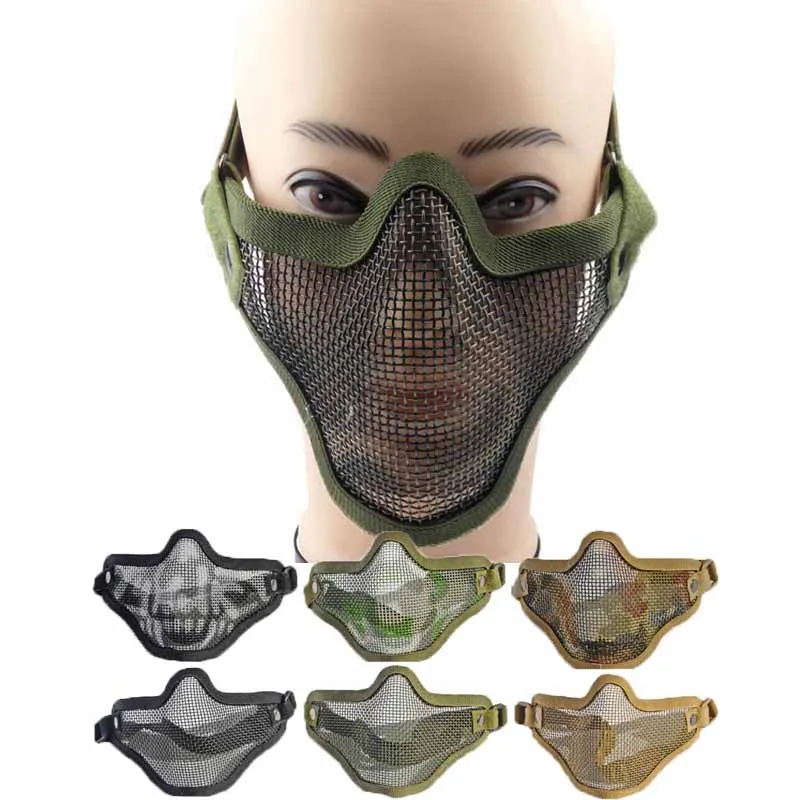 Tactical paintball Hunting Metal Wire Half Face Mask CS Mesh Mask For