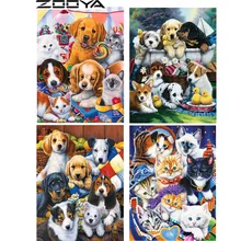 

ZOOYA Full Drill Diamond Painting Wall Stickers Diamond Embroidery 3d DIY Diamonds Painting Cross-Stitch Dogs Cats Family RF1065