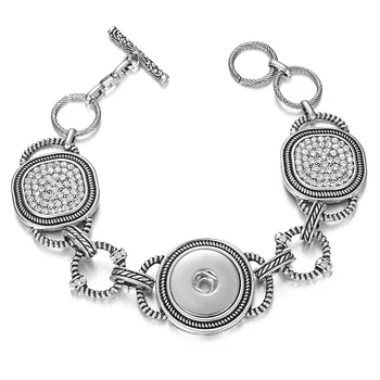 

Ginger Snap Bracelet Women Interchangeable Jewelry Fit 18mm Snap Buttons Vintage Snap Charms Crystal Bracelets & Bangles NN-752