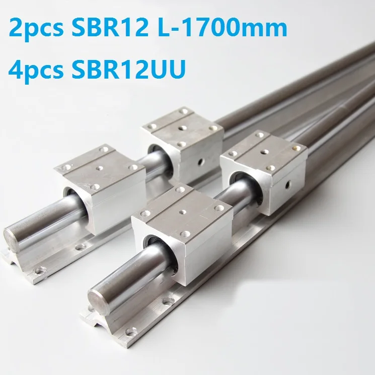 

2pcs SBR12 L-1700mm support rail linear guide + 4pcs SBR12UU linear bearing blocks for CNC router parts