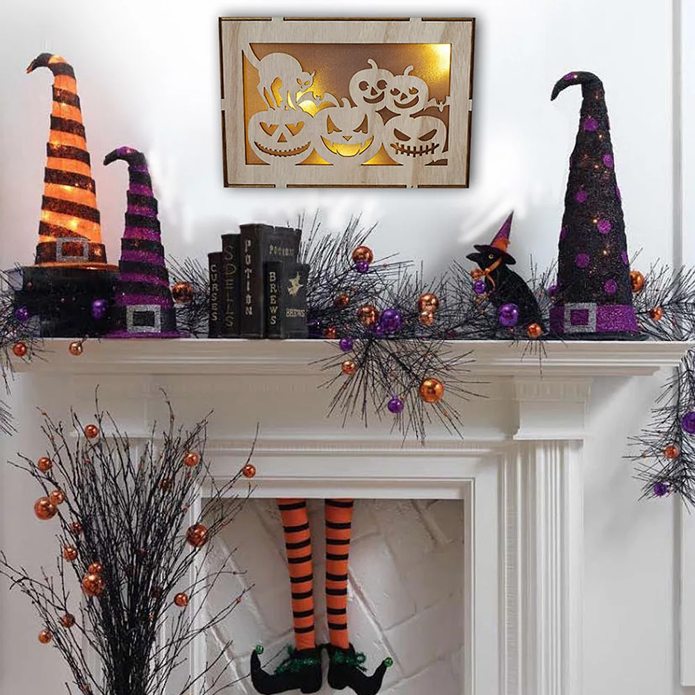 

3D Pumpkin Wooden Light Halloween Decorations Harvest Fall Thanksgiving Party Decoration HOT Sale