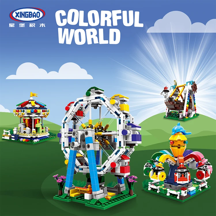 

XingBao 01106-01109 The LegoESS Amusement park Equipment Series The ferris wheel,carousel Model Building Kit Blocks Kids Toys