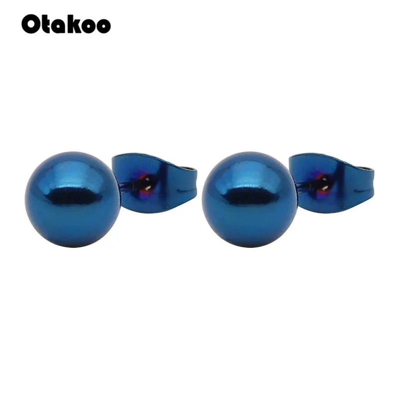 Серьги гвоздики Otakoo из хирургической стали серебристые черные золотистые и