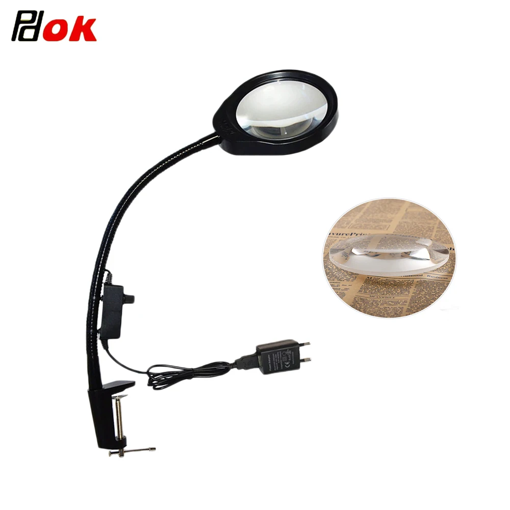 10X Illuminated Magnifier with Light Flexible Rotation Desktop Magnifying  Glass for Welding Iron Repair Lamp Clip EU UK UL Plug - AliExpress