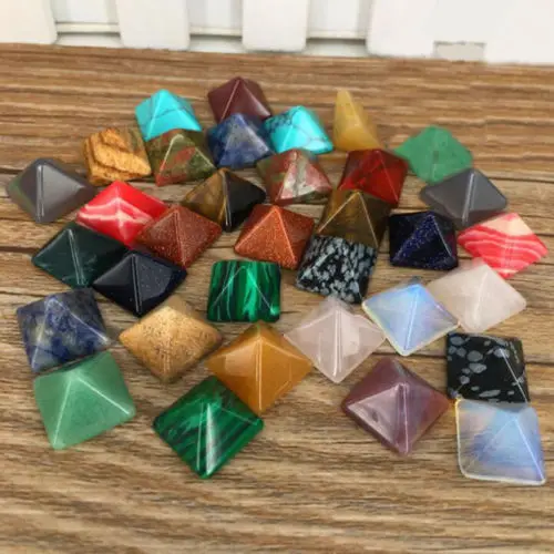 

Set of 7 Chakra Pyramid Stone Set Crystal Healing Chakra Set or Jewelry Making Random Color