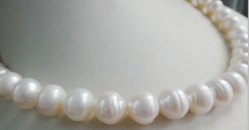 

HUGE 18"12X12MM NATURAL Aus. SOUTH SEA GENUINE WHITE PEARL NECKLACE 925silver AAA