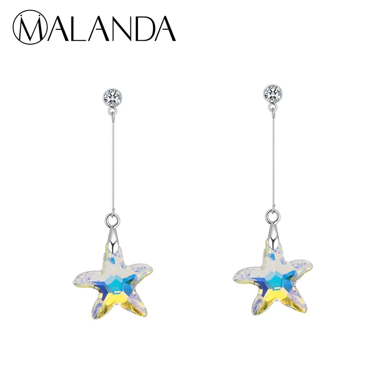MALANDA новый кристалл от SWAROVSKI милые серьги морская звезда для женщин 2018 модные