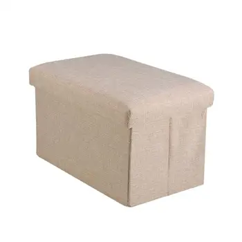 

1pc Linen Fabric Storage Ottoman Foot Rest Ottomans Bench Storage Box for Living Room Bedroom