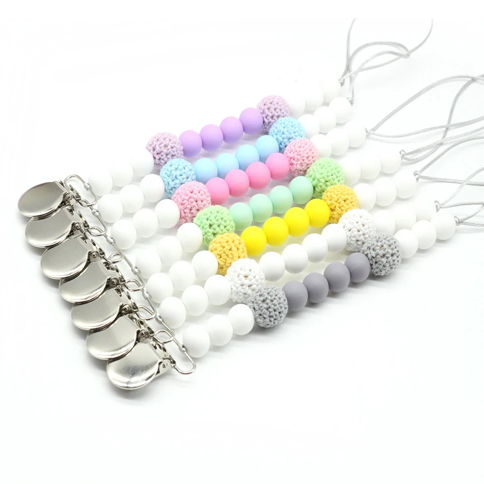 

Silicone Teething Pacifier Clips Dummy Holder Solid Silicone Pacifier Holder Nipple Chain Baby Boy Girl Teether Binky Clip
