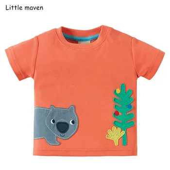 

Little maven children clothes 2019 summer baby boys clothes short sleeve tee tops applique bear Cotton brand t shirt 51257