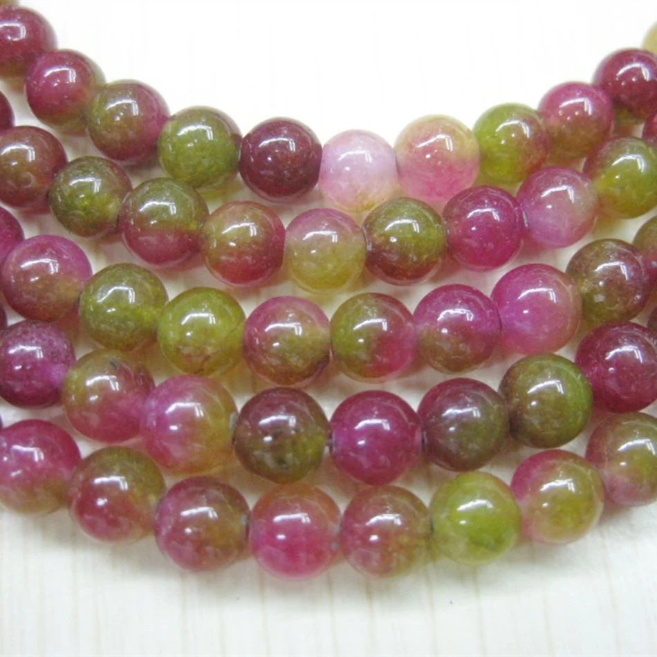 

Rainbow stone Faux Watermelon tourmaline 8mm jades chalcedony round loose beads diy lovely Jewelry making 15 inch YE00017