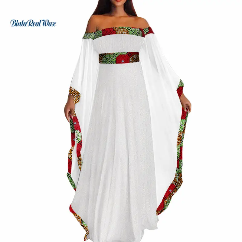

Bazin Riche White Lace Long Dress Women African Clothing Party Vestidos Dashiki African Patchwork Dresses for Women WY3493