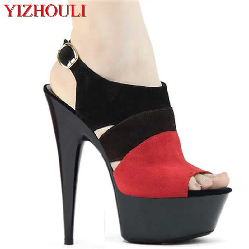 

Classic Elegant 15CM Open Toe Suede Leather High Heel Platform Party Shoes,, High Heel Sandals, Wedding Shoes
