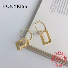 PONYKISS Модные стерлингового серебра 925 в стиле барокко жемчужные геометрические Висячие серьги для женщин вечерние элегантные ювелирные изделия шикарный подарок