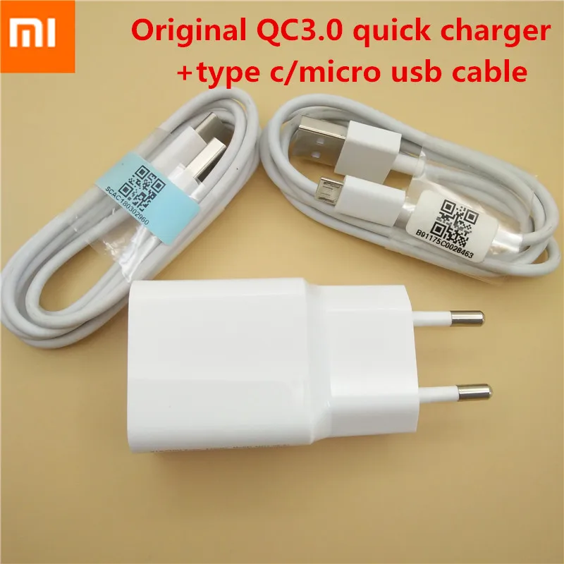 

Original XIAOMI USB fast Charger Adapter 12V/1.5A, Micro USB/TYPE C Data Cable For Mi 4 5 5s 6 Max 2 Mix A1 Redmi Note 4 4A 4X