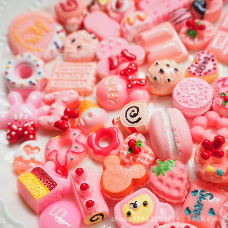100-Pieces-Slime-Charms-Sweet-Pink-Cake-Candy-Donut-Resin-Flatback-Of-Slime-Beads-for-Ornament